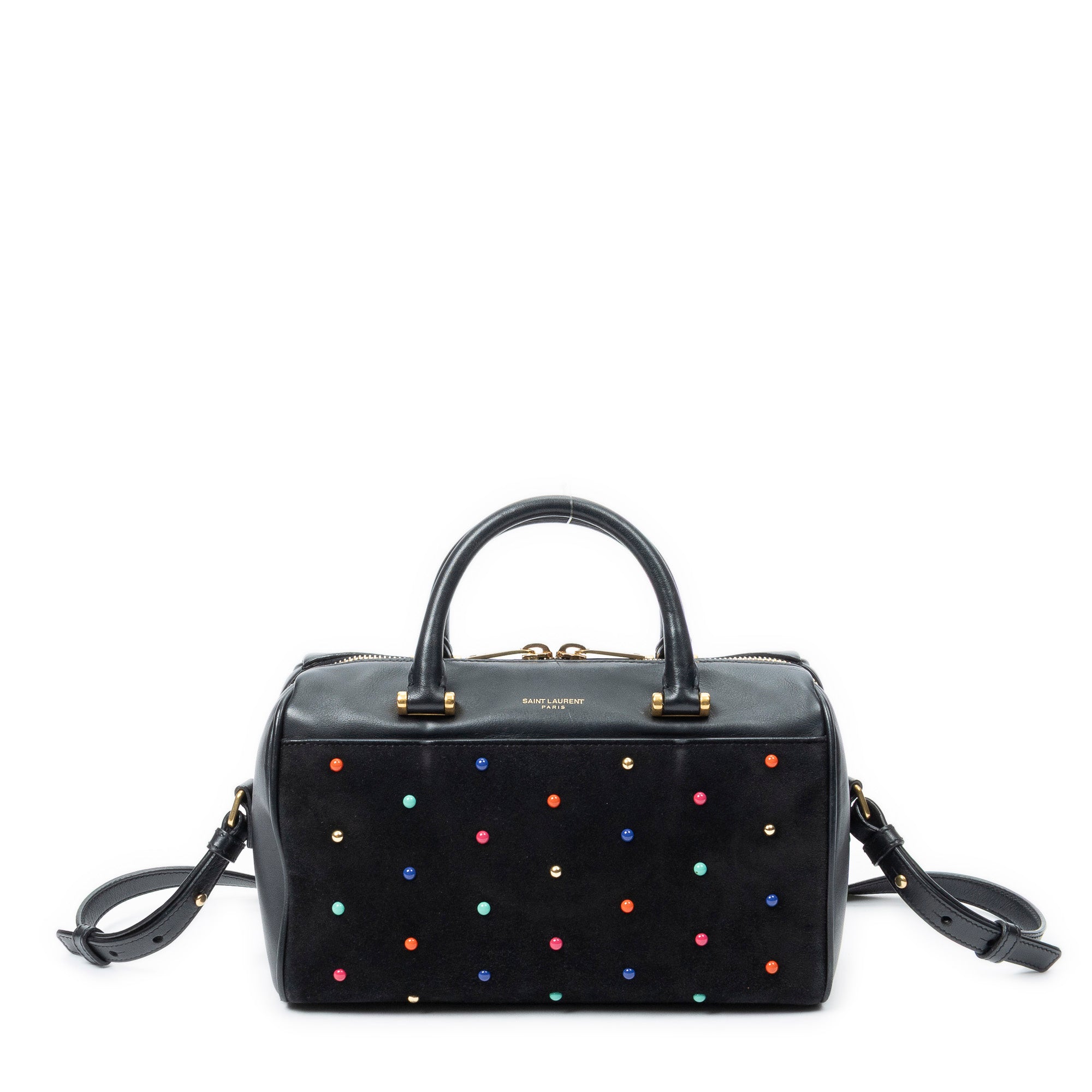 Shoulder Bag Baby Duffle Black Studded Calfskin Leather
