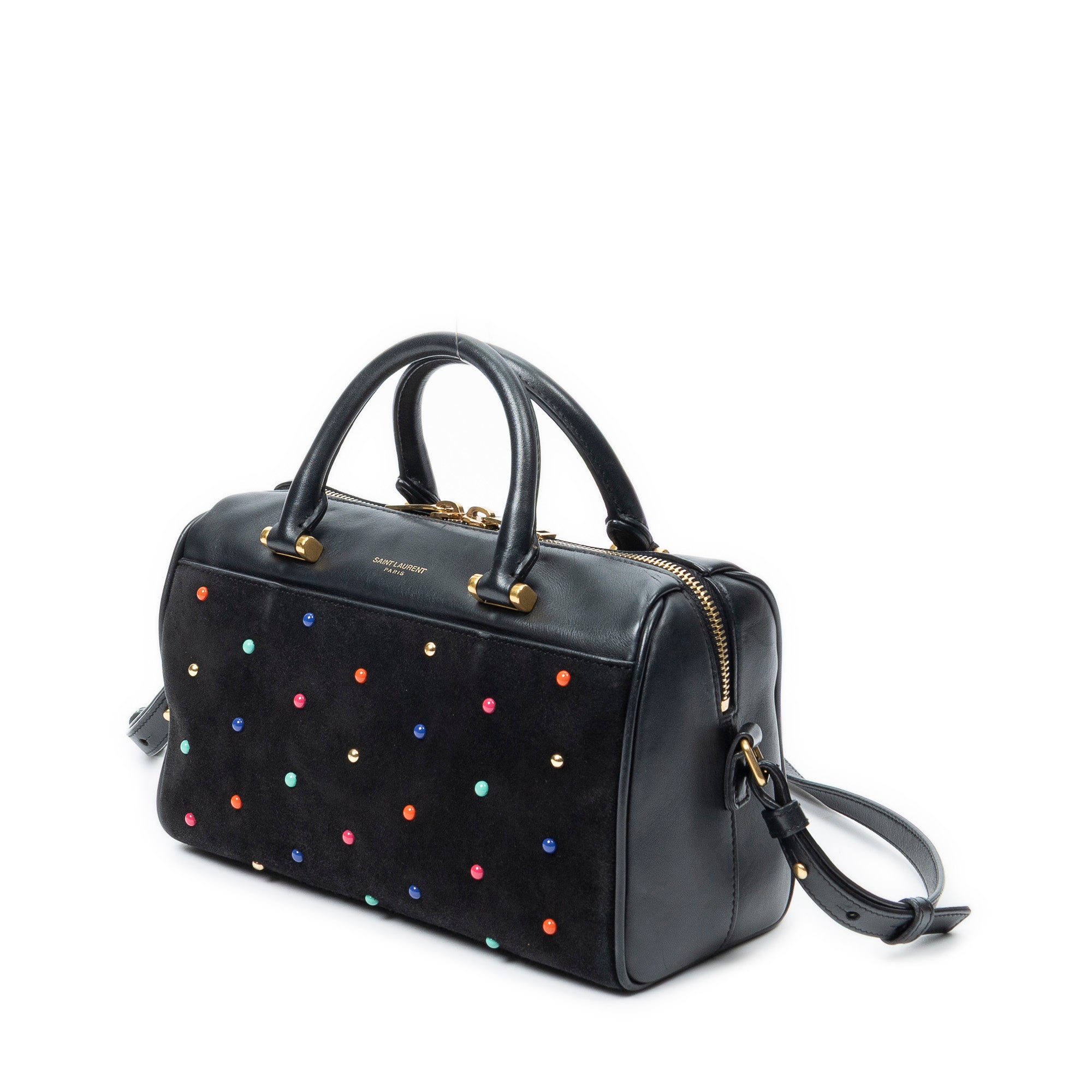 Shoulder Bag Baby Duffle Black Studded Calfskin Leather