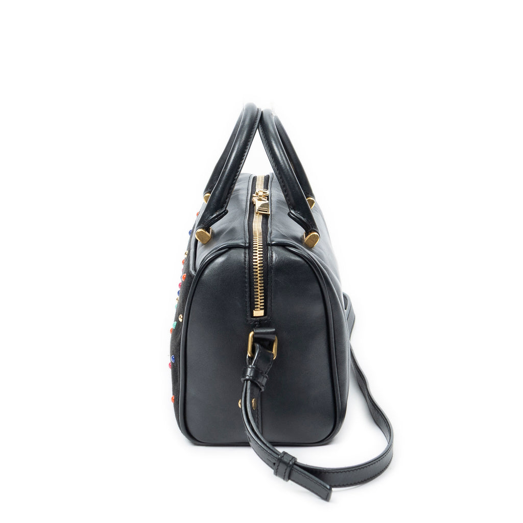 Shoulder Bag Baby Duffle Black Studded Calfskin Leather