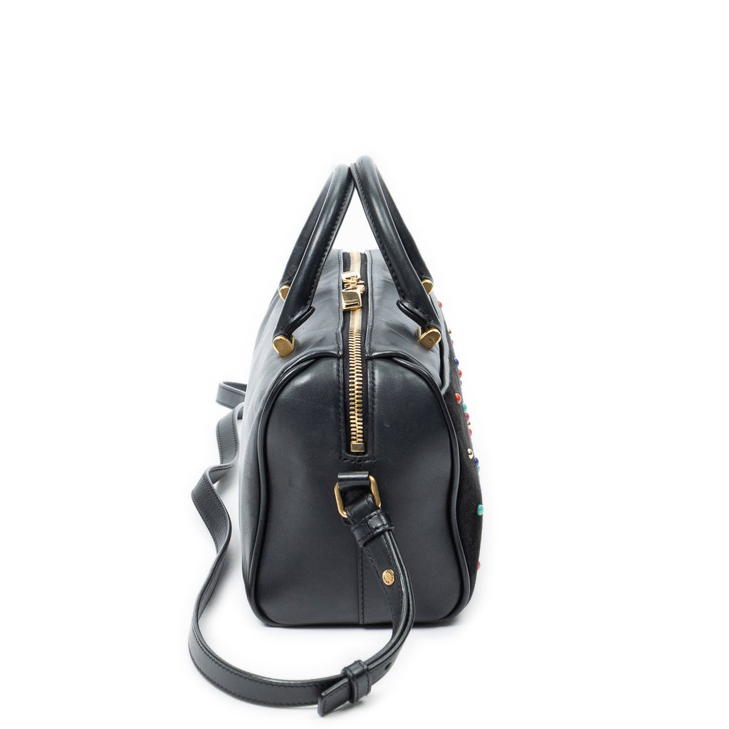 Shoulder Bag Baby Duffle Black Studded Calfskin Leather