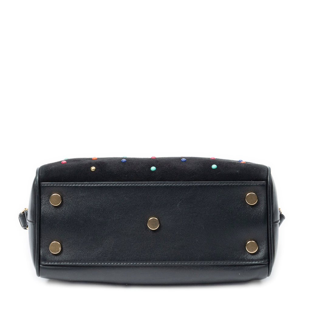Shoulder Bag Baby Duffle Black Studded Calfskin Leather