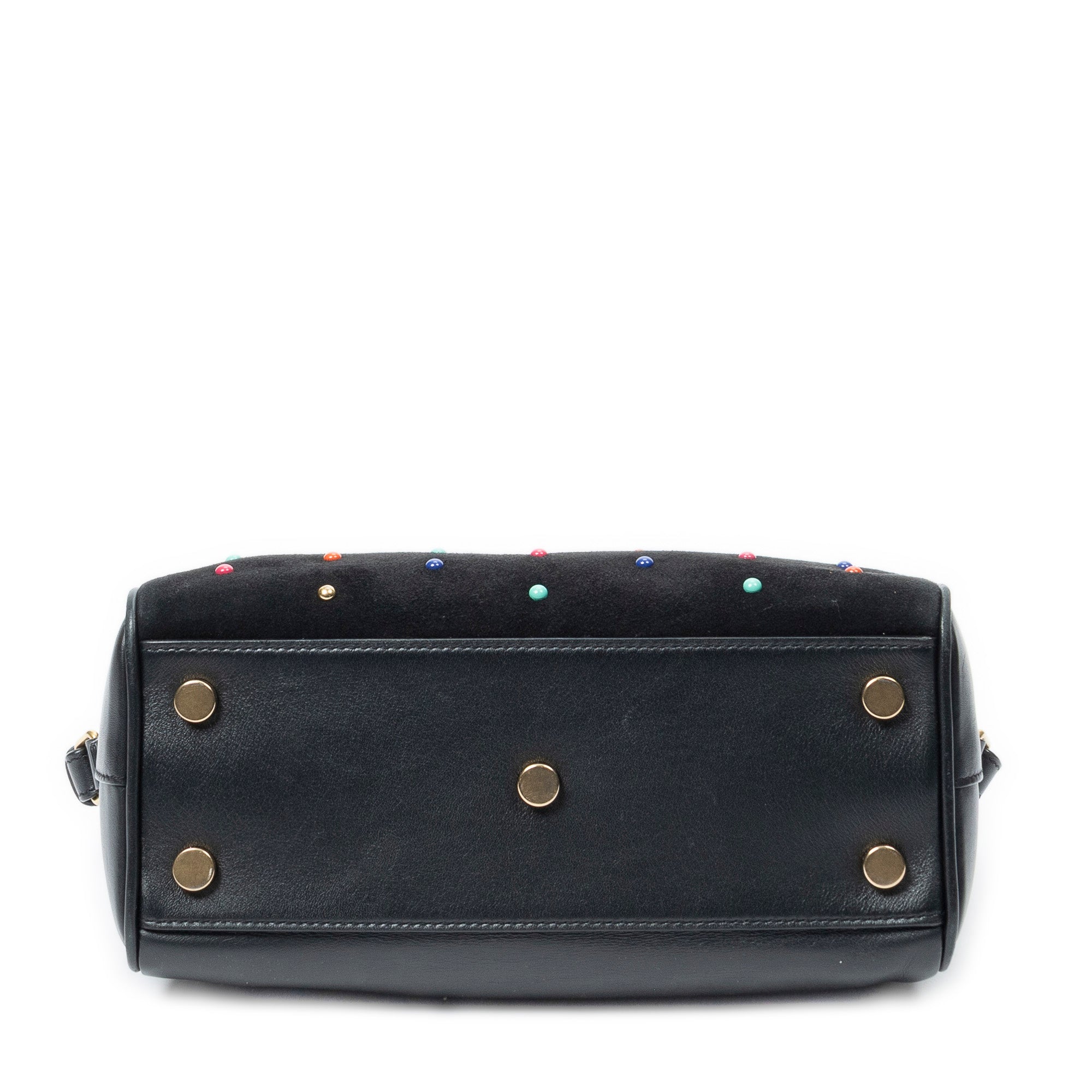 Shoulder Bag Baby Duffle Black Studded Calfskin Leather