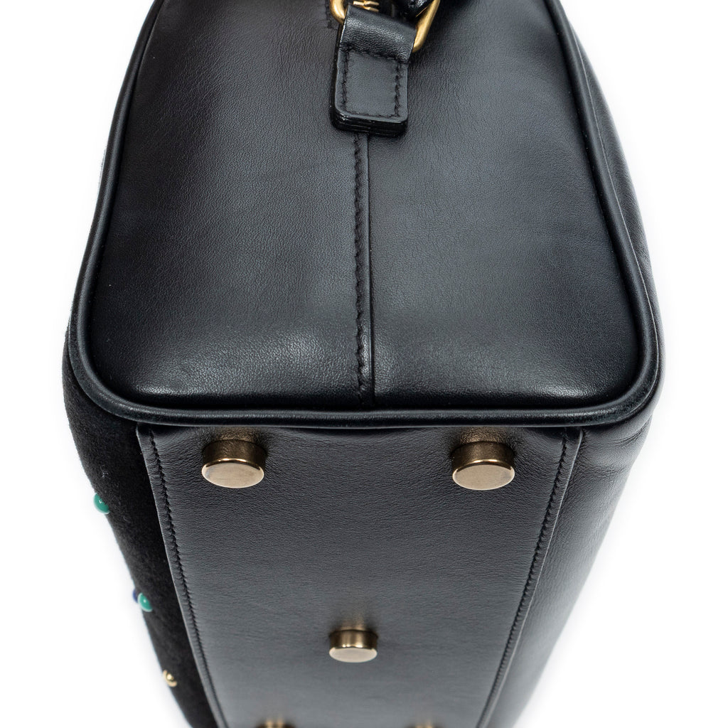 Shoulder Bag Baby Duffle Black Studded Calfskin Leather