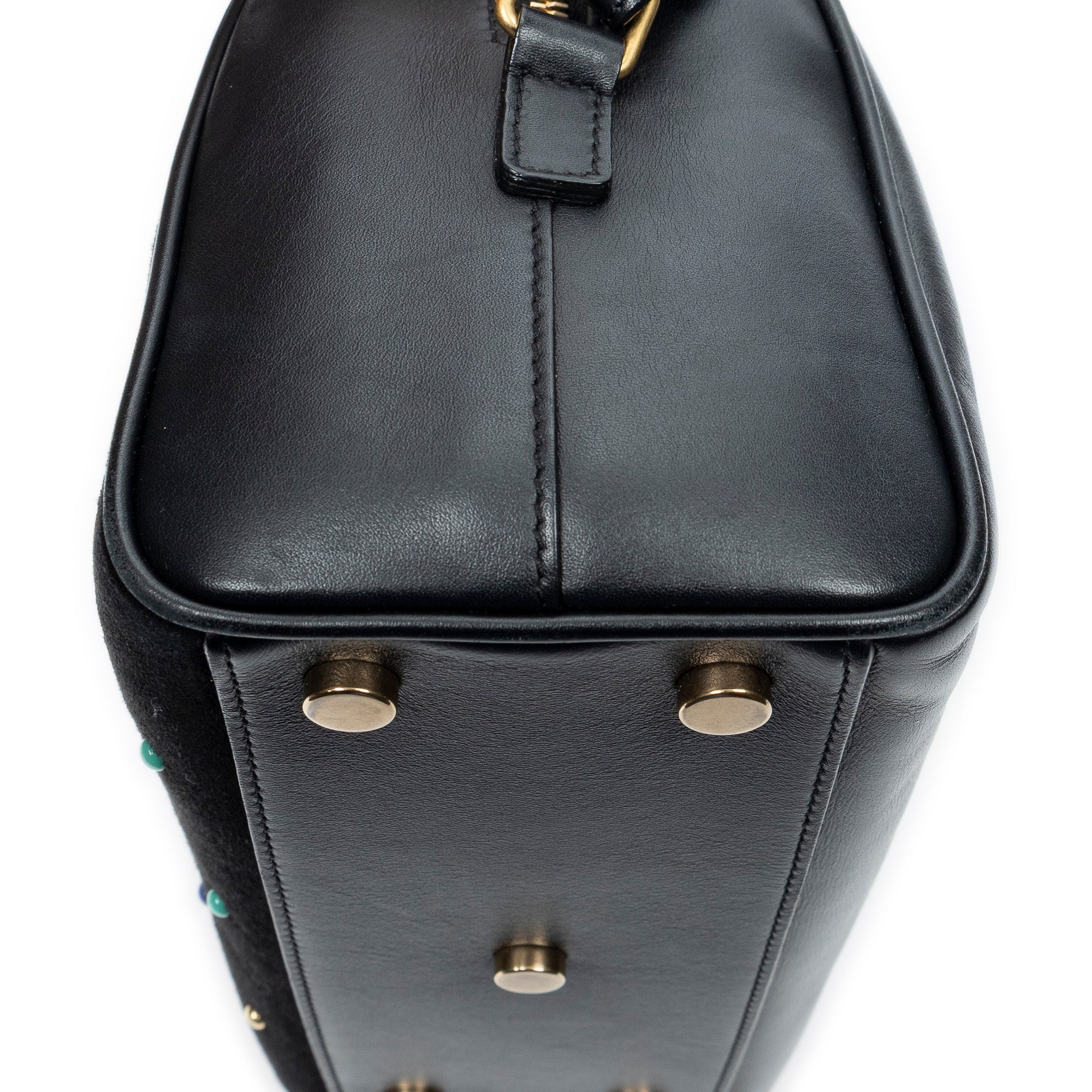 Shoulder Bag Baby Duffle Black Studded Calfskin Leather