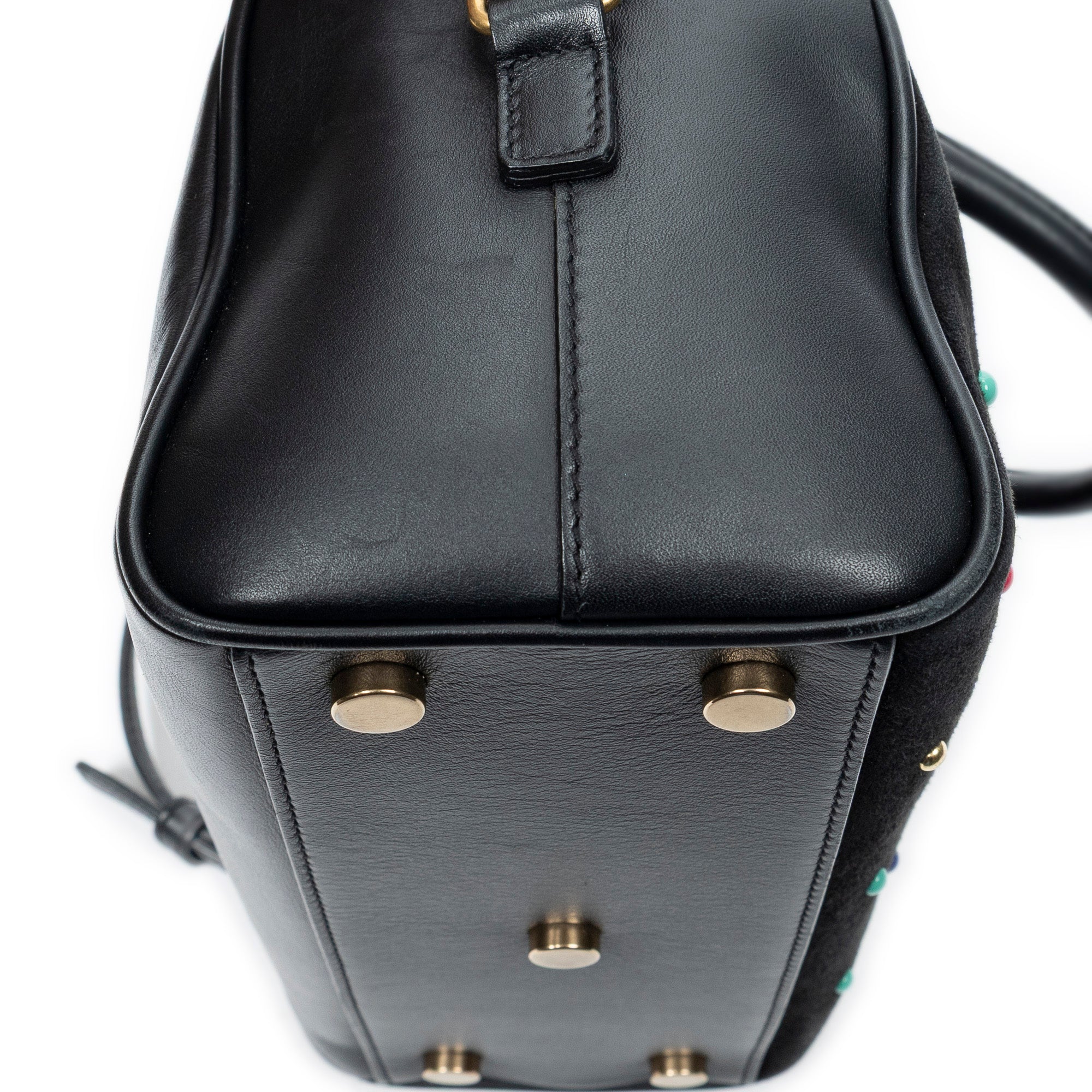 Shoulder Bag Baby Duffle Black Studded Calfskin Leather