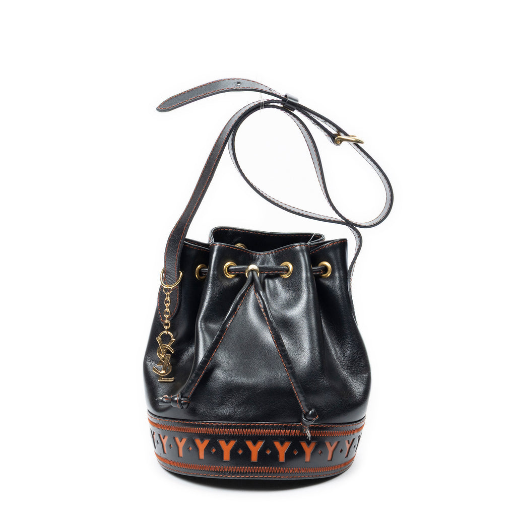Shoulder Bag Cutout Y Bucket Crossbody Black Cutout Y Leather
