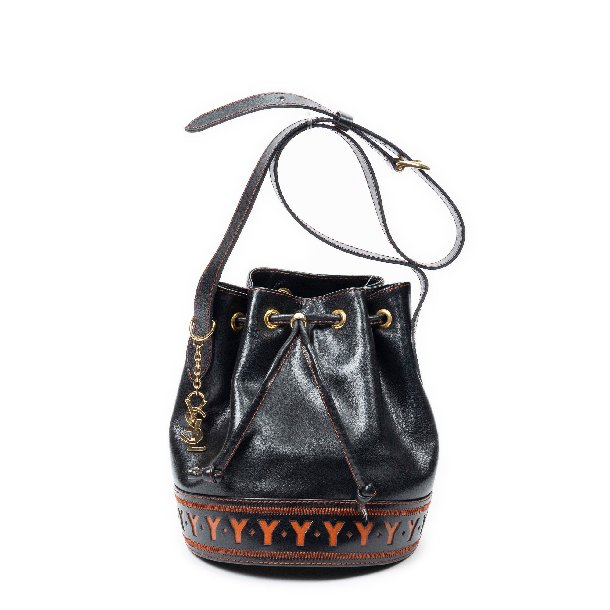 Shoulder Bag Cutout Y Bucket Crossbody Black Cutout Y Leather