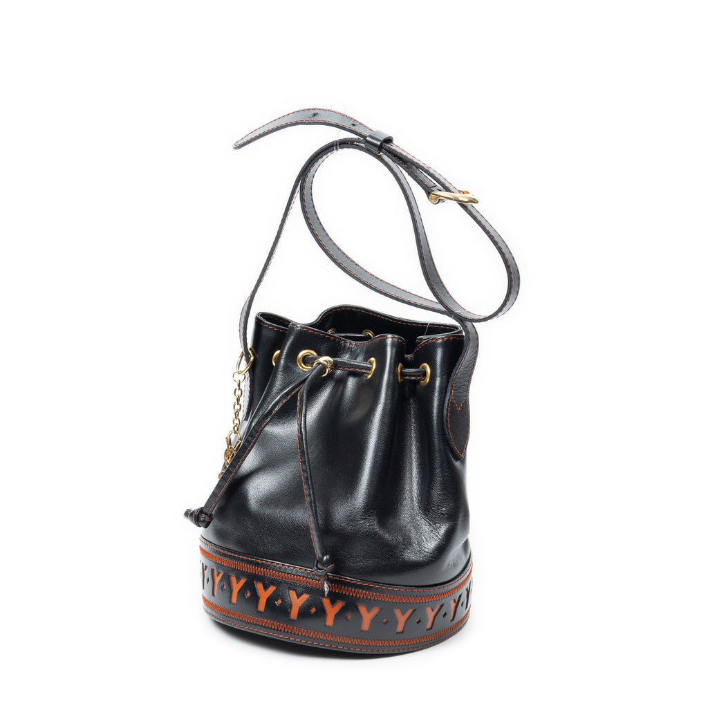 Shoulder Bag Cutout Y Bucket Crossbody Black Cutout Y Leather