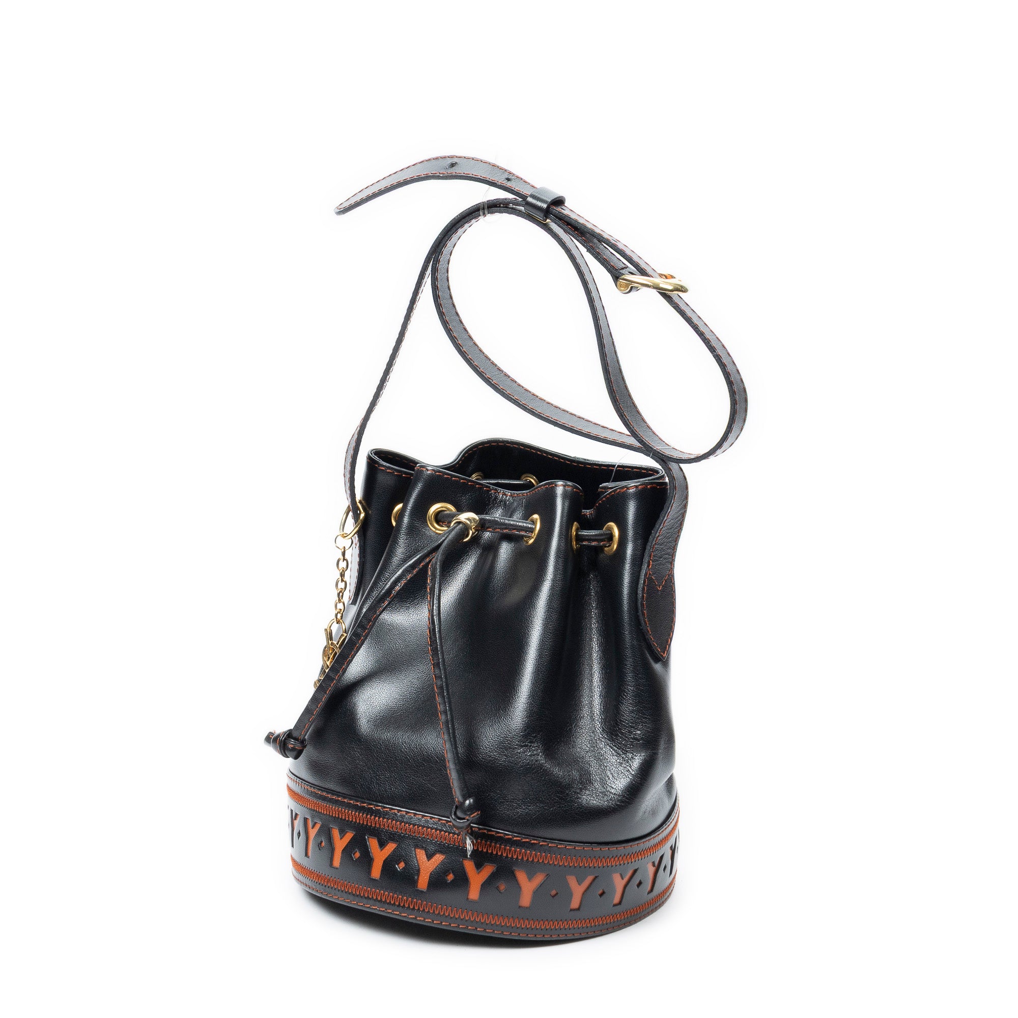 Shoulder Bag Cutout Y Bucket Crossbody Black Cutout Y Leather