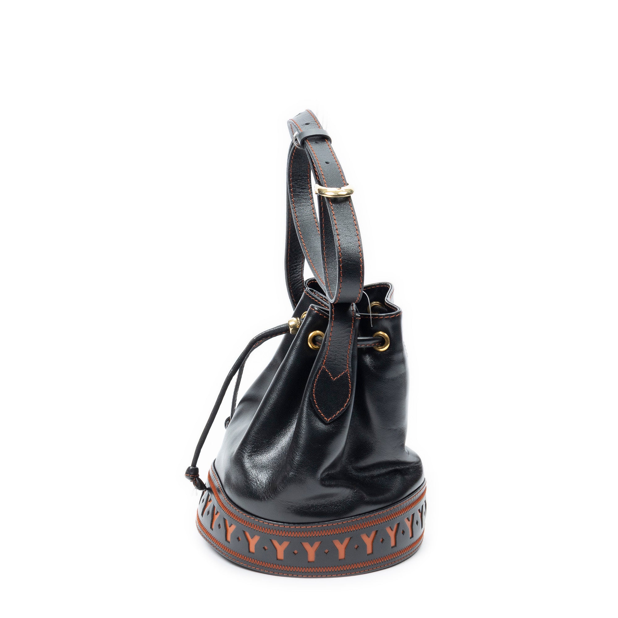 Shoulder Bag Cutout Y Bucket Crossbody Black Cutout Y Leather