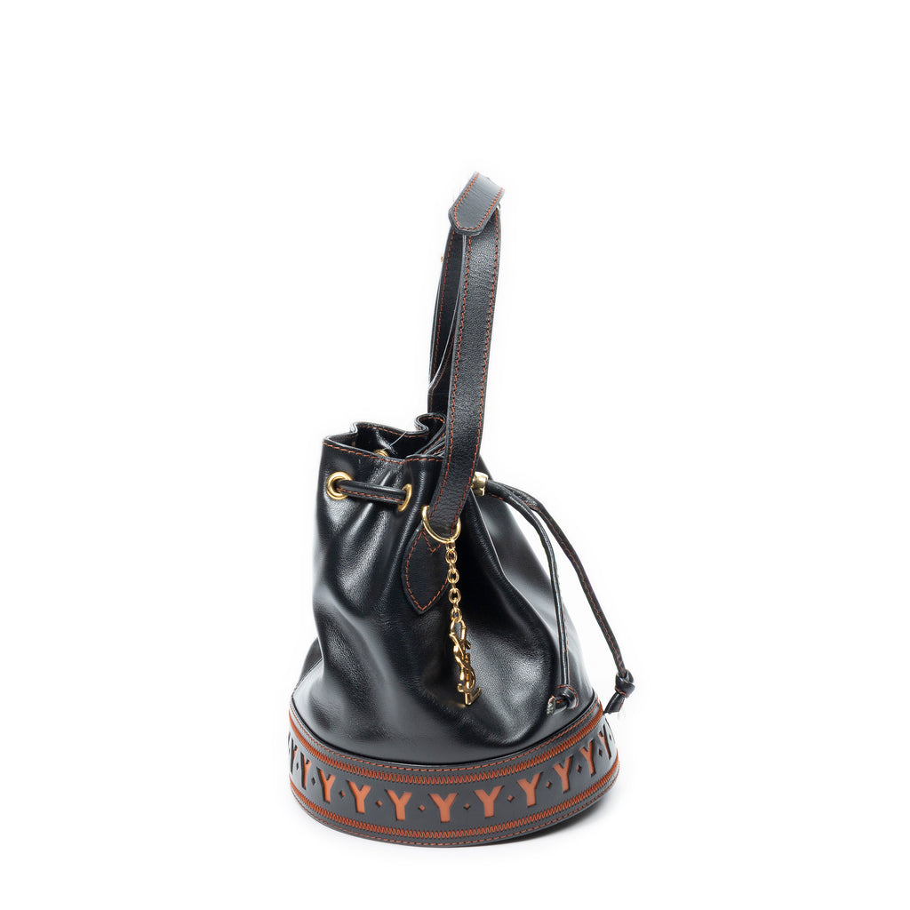 Shoulder Bag Cutout Y Bucket Crossbody Black Cutout Y Leather
