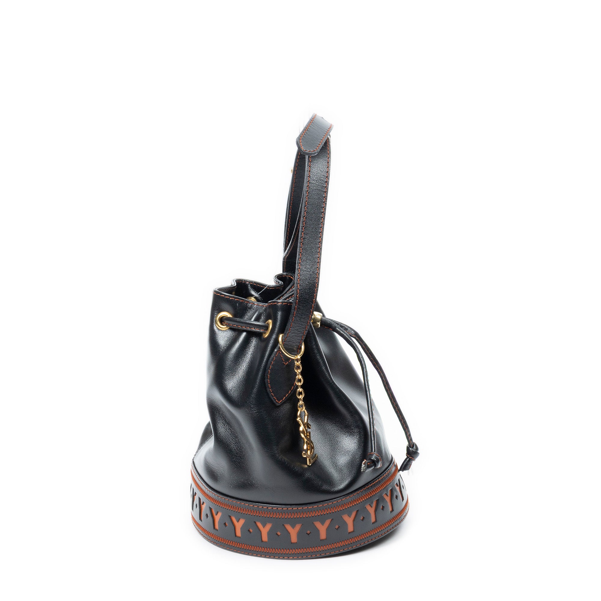 Shoulder Bag Cutout Y Bucket Crossbody Black Cutout Y Leather