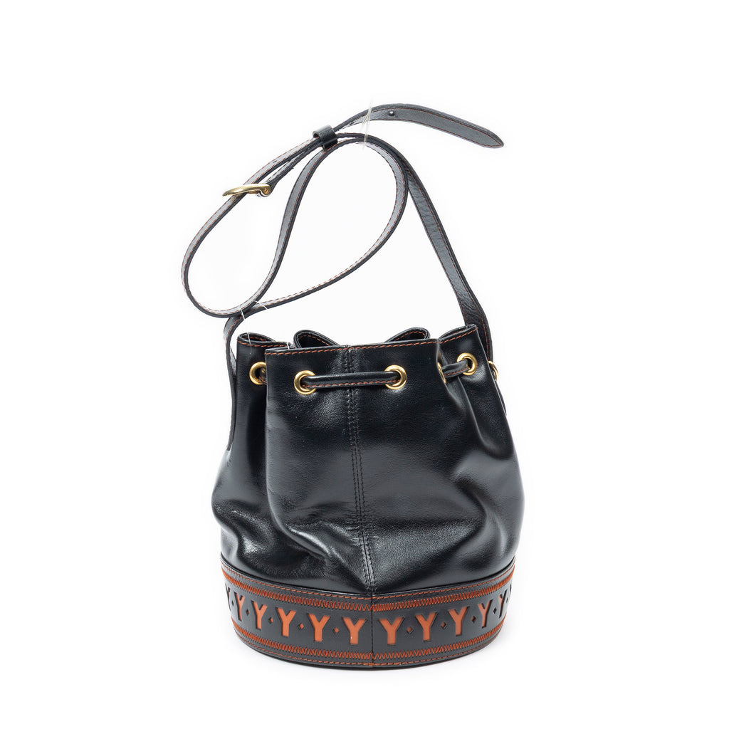 Shoulder Bag Cutout Y Bucket Crossbody Black Cutout Y Leather