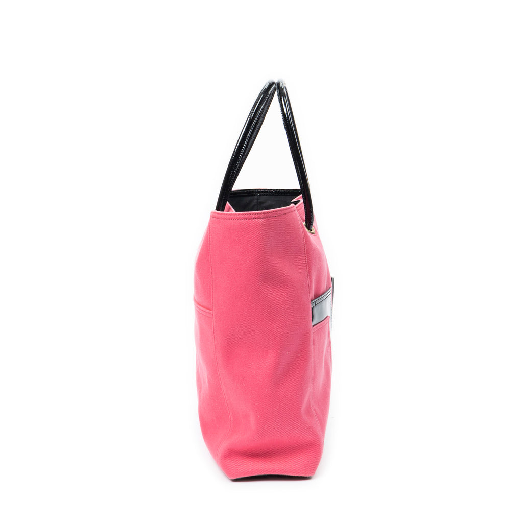 Shoulder Bag Lucky Chyc Tote Pink Woven Canvas