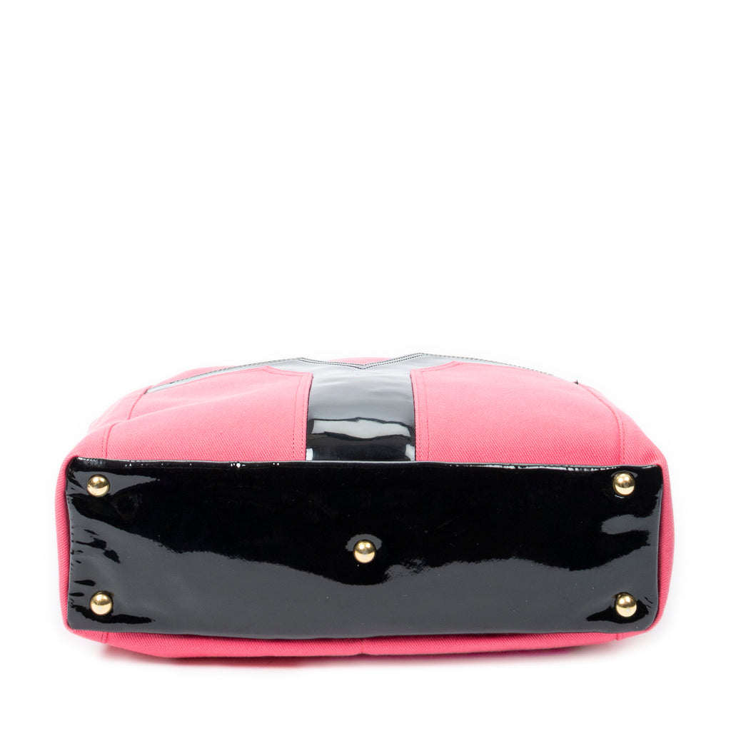 Shoulder Bag Lucky Chyc Tote Pink Woven Canvas
