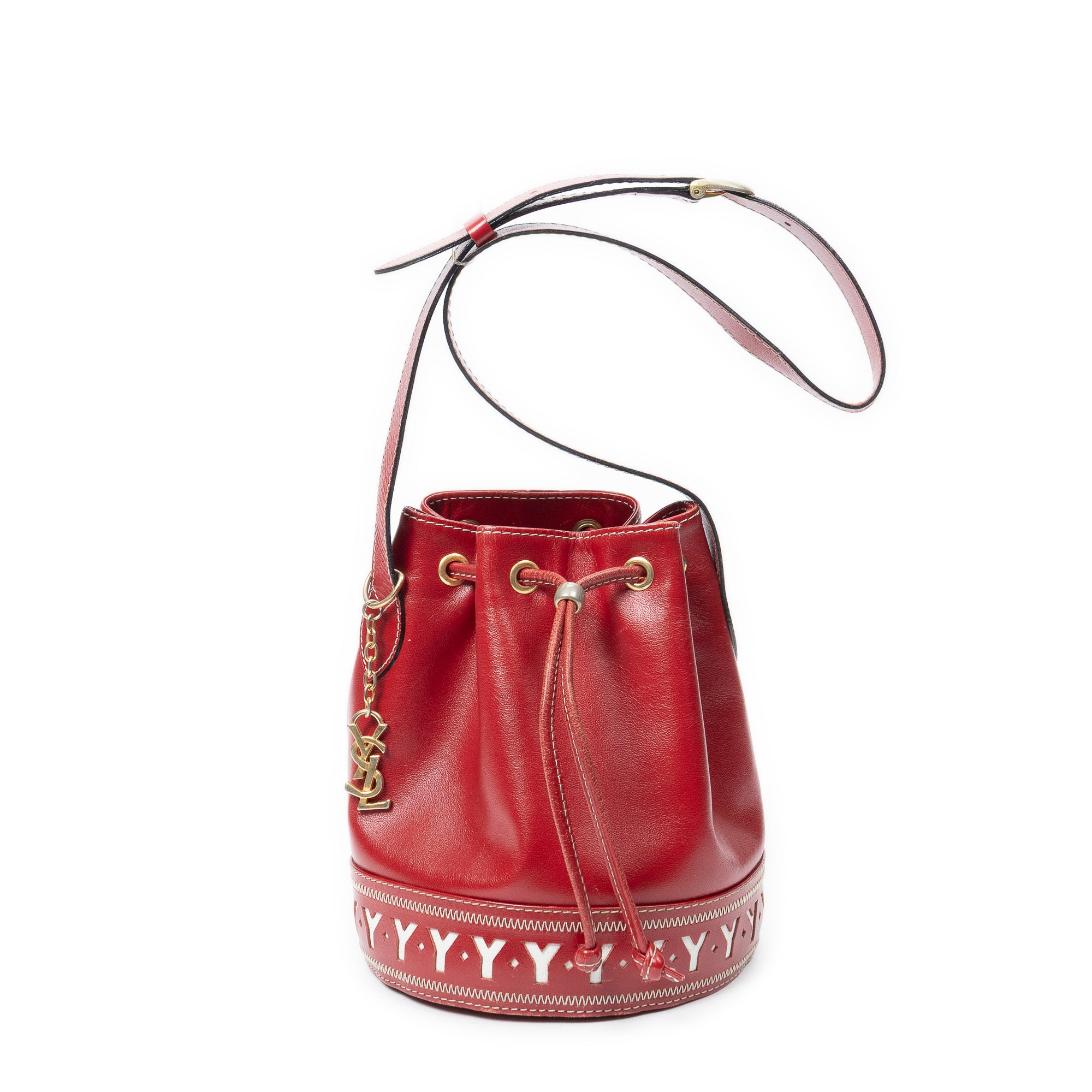 Shoulder Bag Cutout Y Bucket Crossbody Red Cutout Y Leather