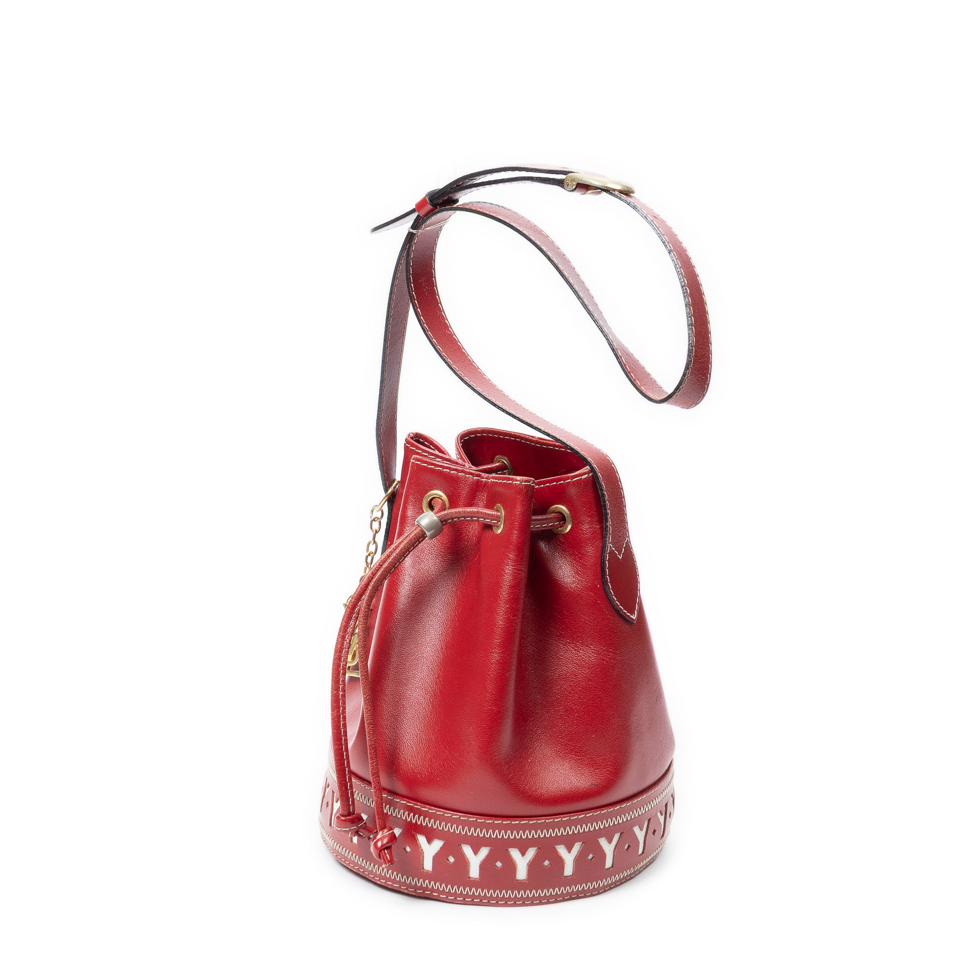 Shoulder Bag Cutout Y Bucket Crossbody Red Cutout Y Leather