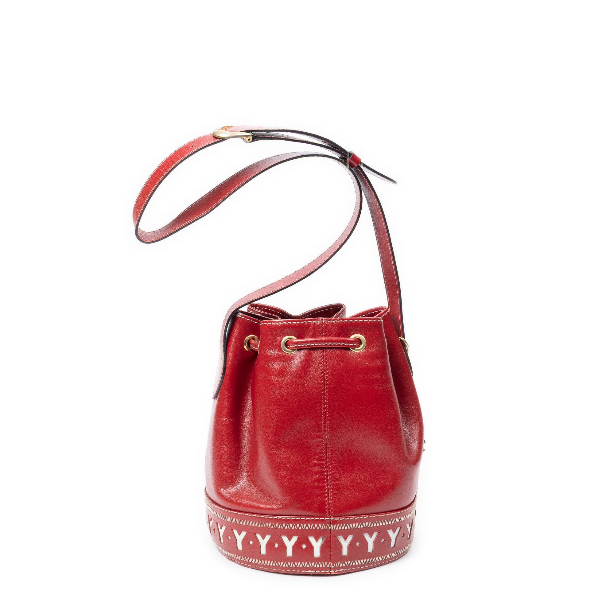Shoulder Bag Cutout Y Bucket Crossbody Red Cutout Y Leather