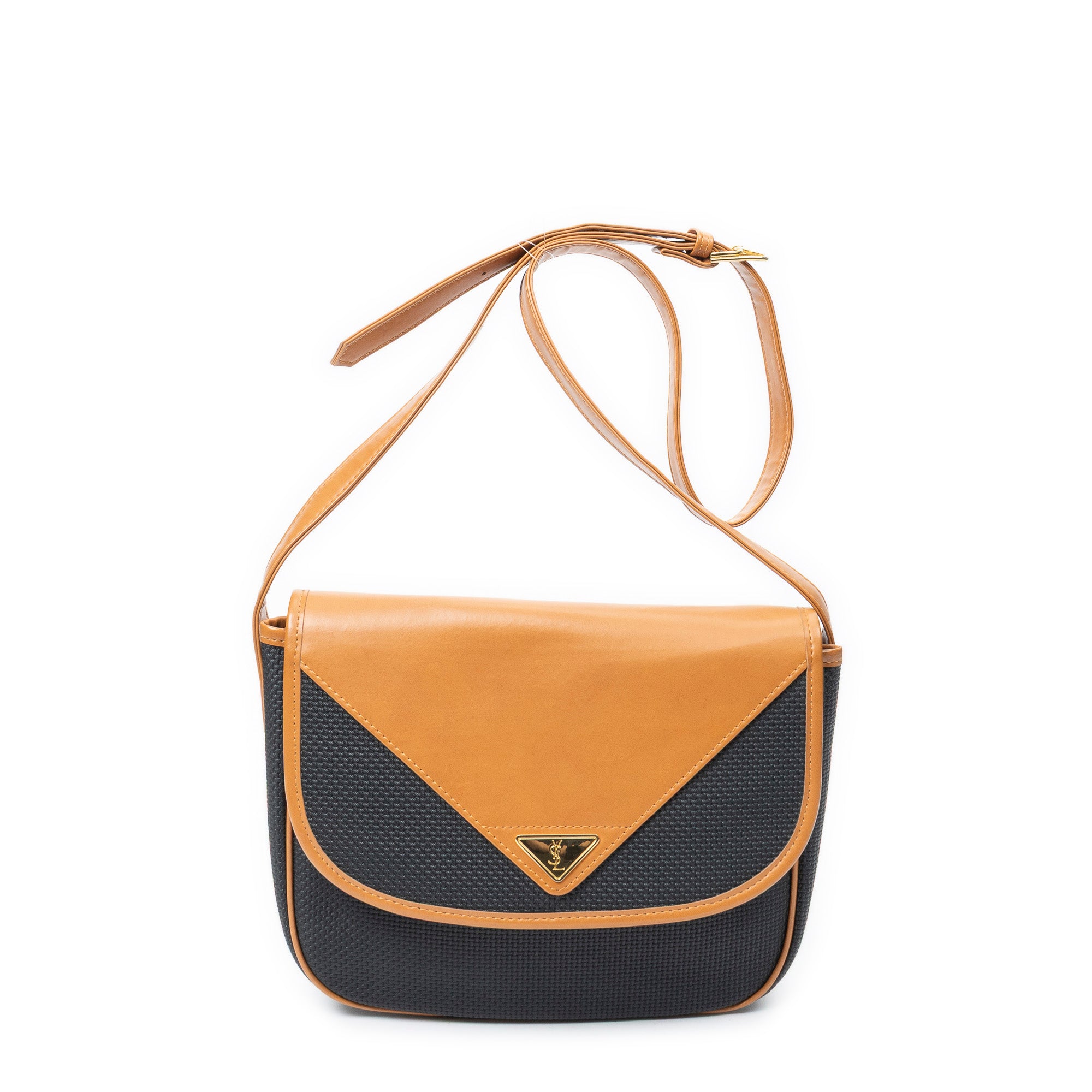 Shoulder Bag Vintage Flap Crossbody Tan Woven Coated Canvas
