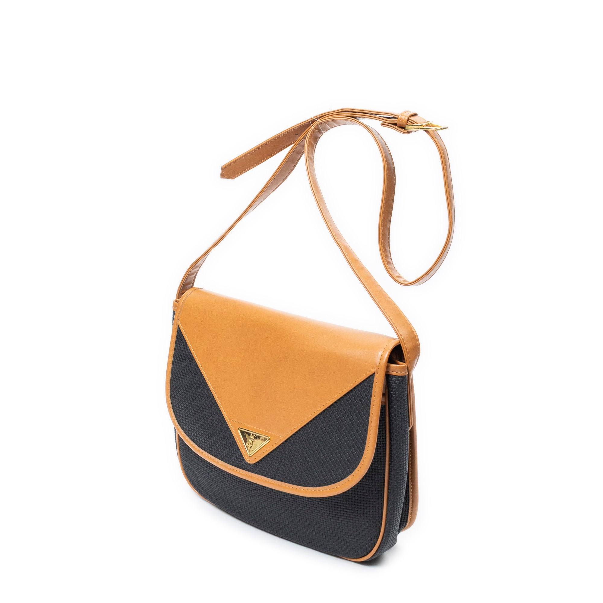 Shoulder Bag Vintage Flap Crossbody Tan Woven Coated Canvas