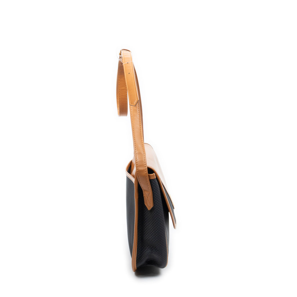 Shoulder Bag Vintage Flap Crossbody Tan Woven Coated Canvas