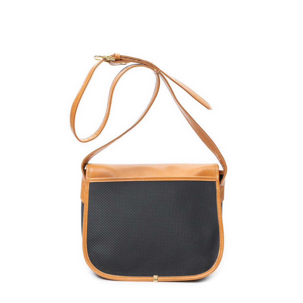 Shoulder Bag Vintage Flap Crossbody Tan Woven Coated Canvas