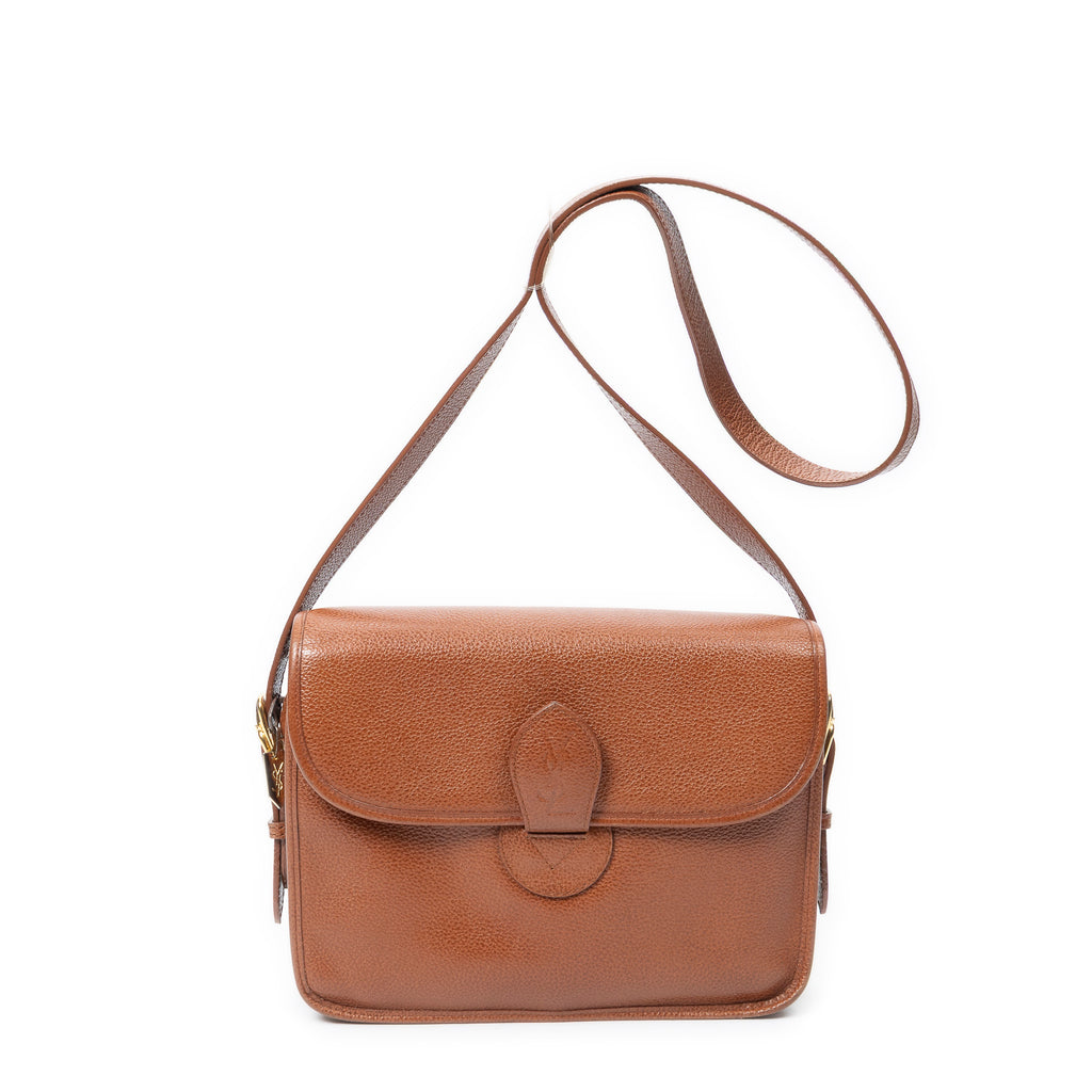Shoulder Bag Vintage Flap Messenger Brown Grained Leather