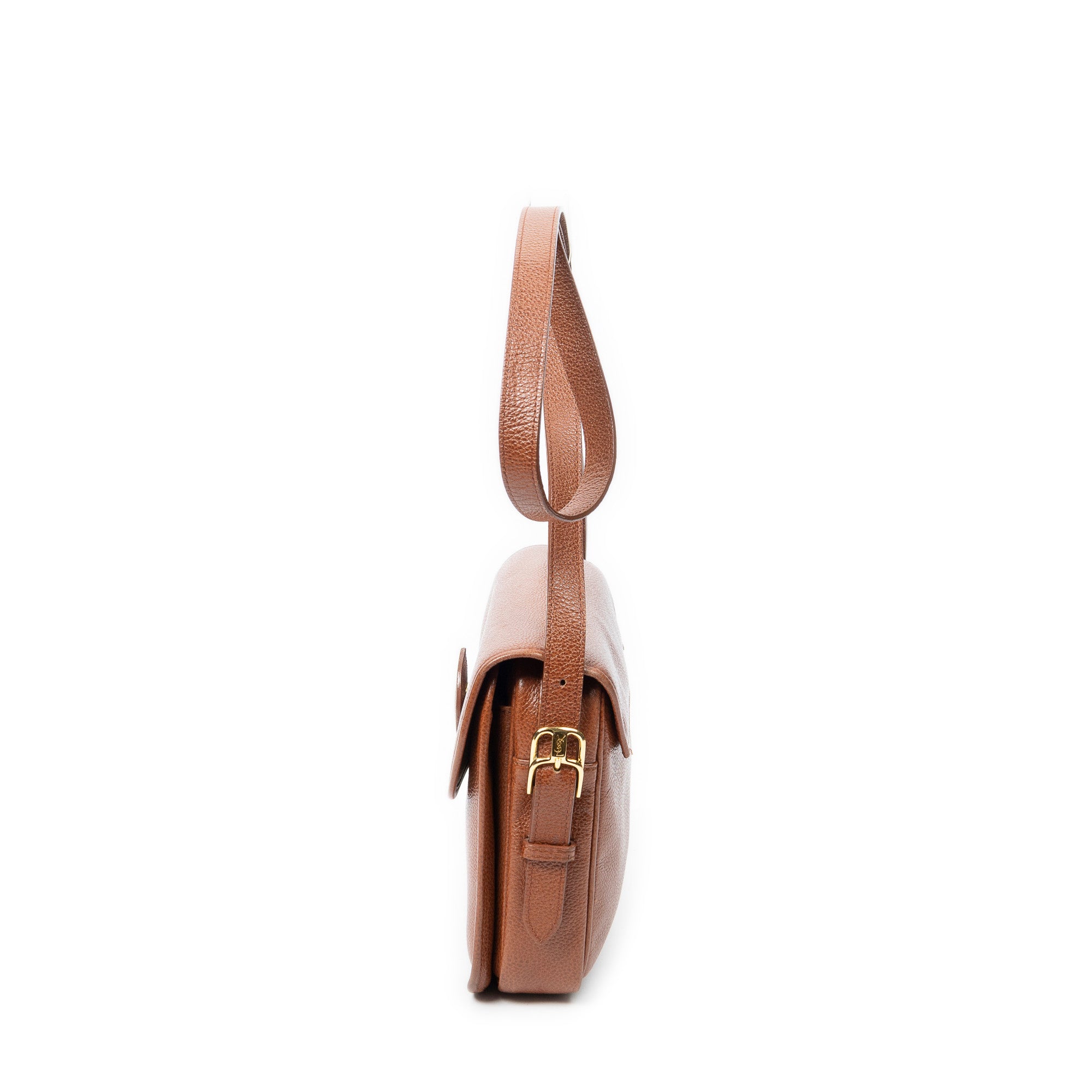 Shoulder Bag Vintage Flap Messenger Brown Grained Leather