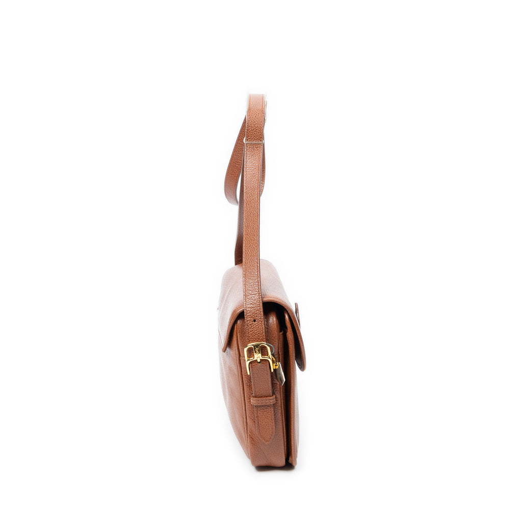 Shoulder Bag Vintage Flap Messenger Brown Grained Leather