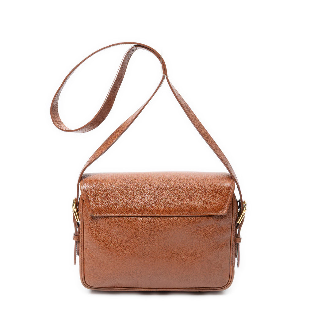 Shoulder Bag Vintage Flap Messenger Brown Grained Leather