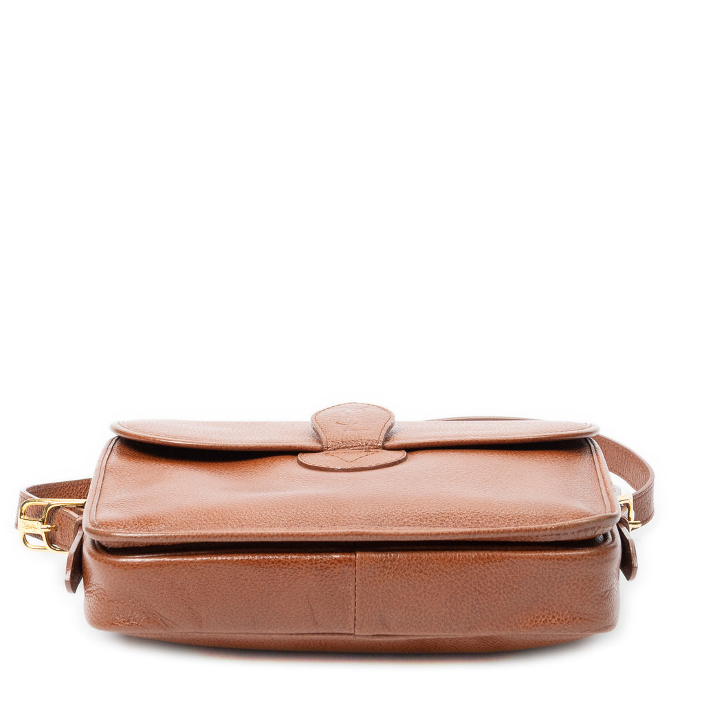 Shoulder Bag Vintage Flap Messenger Brown Grained Leather