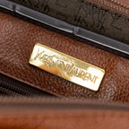 Shoulder Bag Vintage Flap Messenger Brown Grained Leather