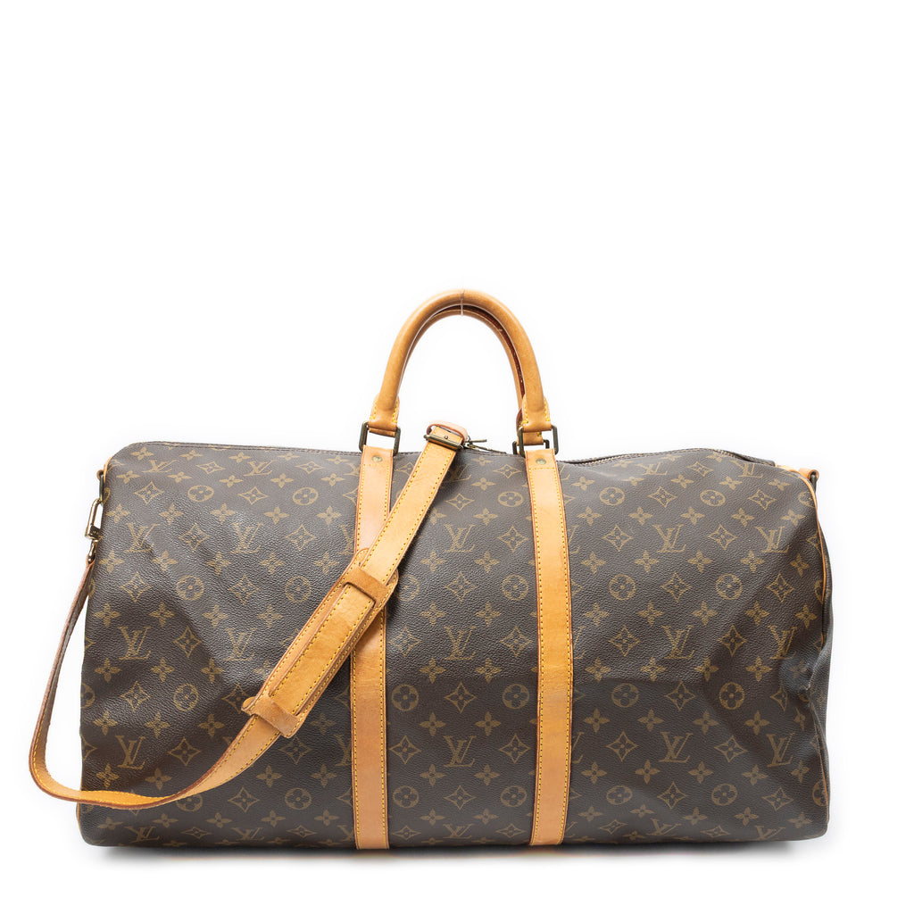 Travel Bag Keepall Bandouliere 55 Brown Monogram Canvas