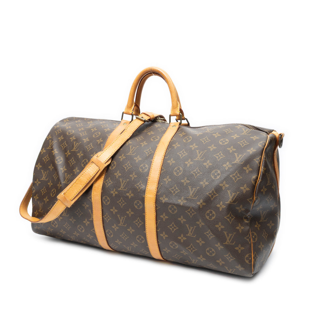 Travel Bag Keepall Bandouliere 55 Brown Monogram Canvas