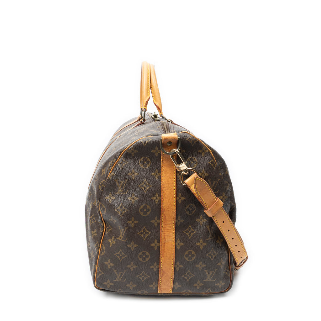 Travel Bag Keepall Bandouliere 55 Brown Monogram Canvas