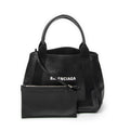 Shoulder Bag Small Navy Cabas Black Grained Leather