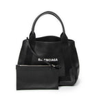Shoulder Bag Small Navy Cabas Black Grained Leather