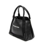 Shoulder Bag Small Navy Cabas Black Grained Leather