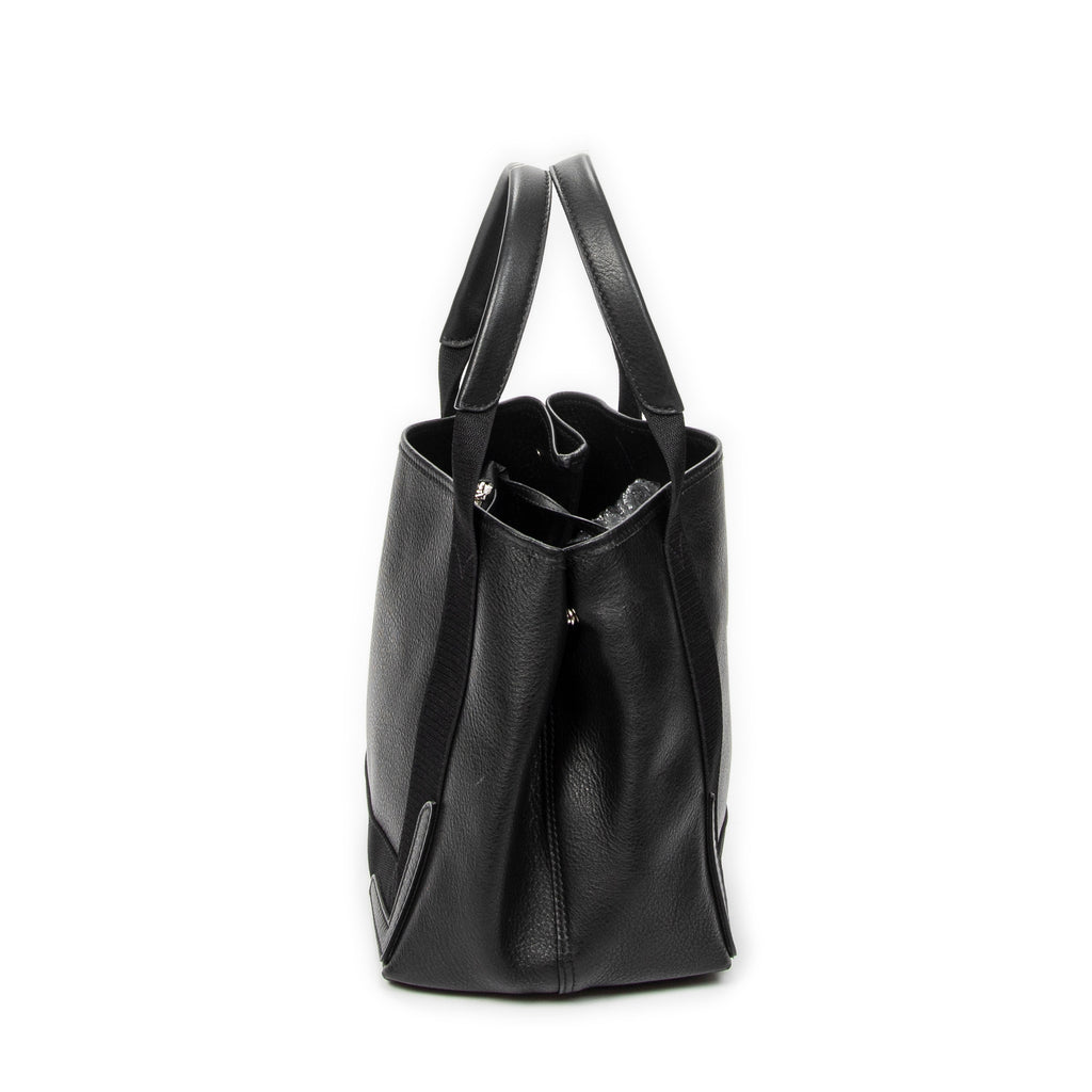 Shoulder Bag Small Navy Cabas Black Grained Leather