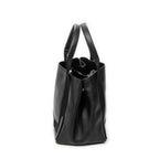 Shoulder Bag Small Navy Cabas Black Grained Leather
