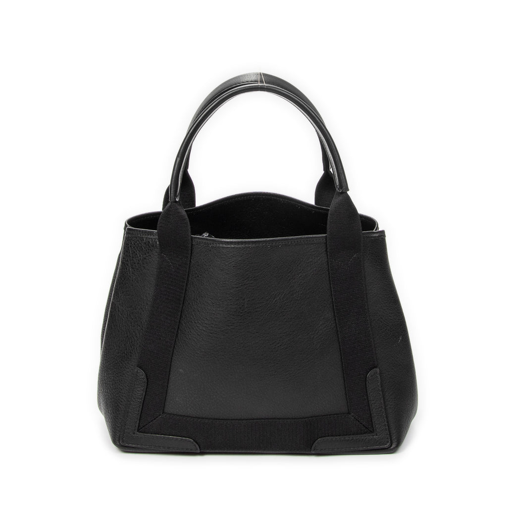 Shoulder Bag Small Navy Cabas Black Grained Leather