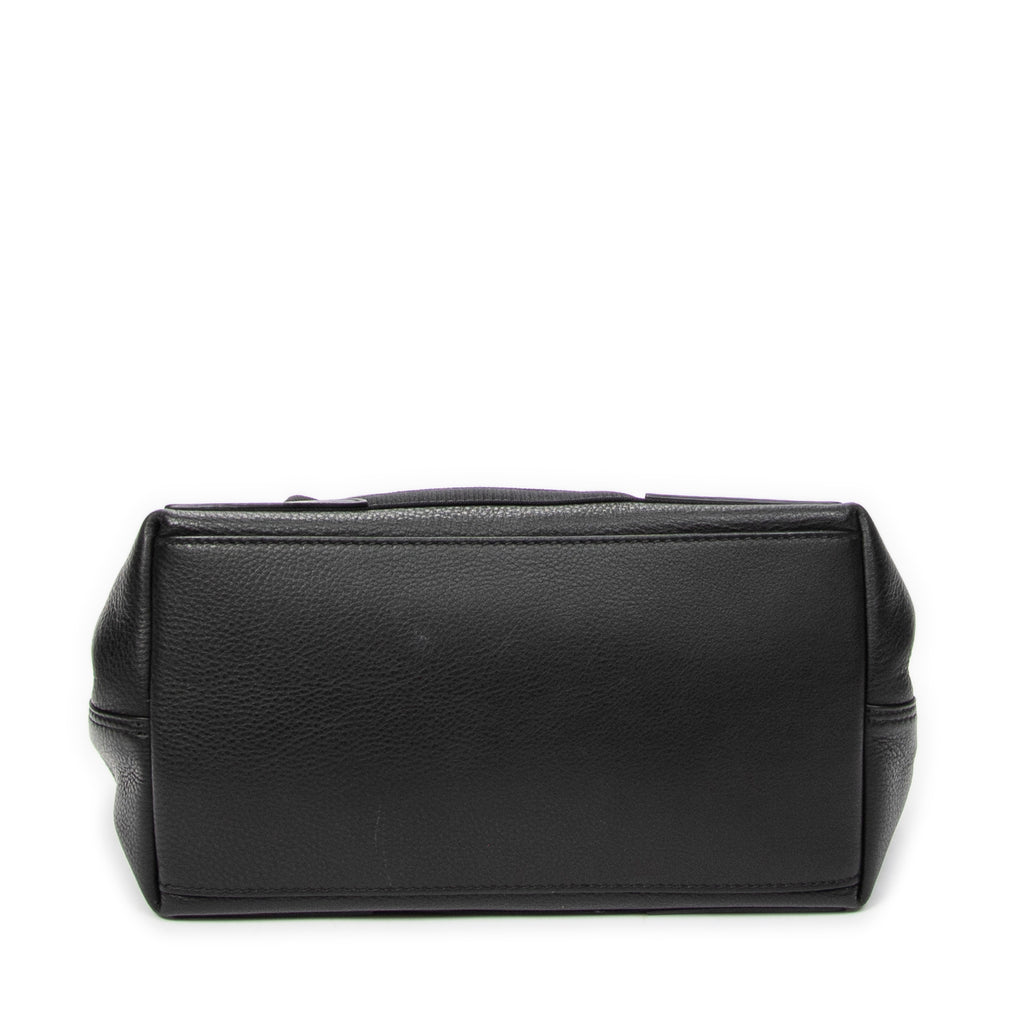 Shoulder Bag Small Navy Cabas Black Grained Leather