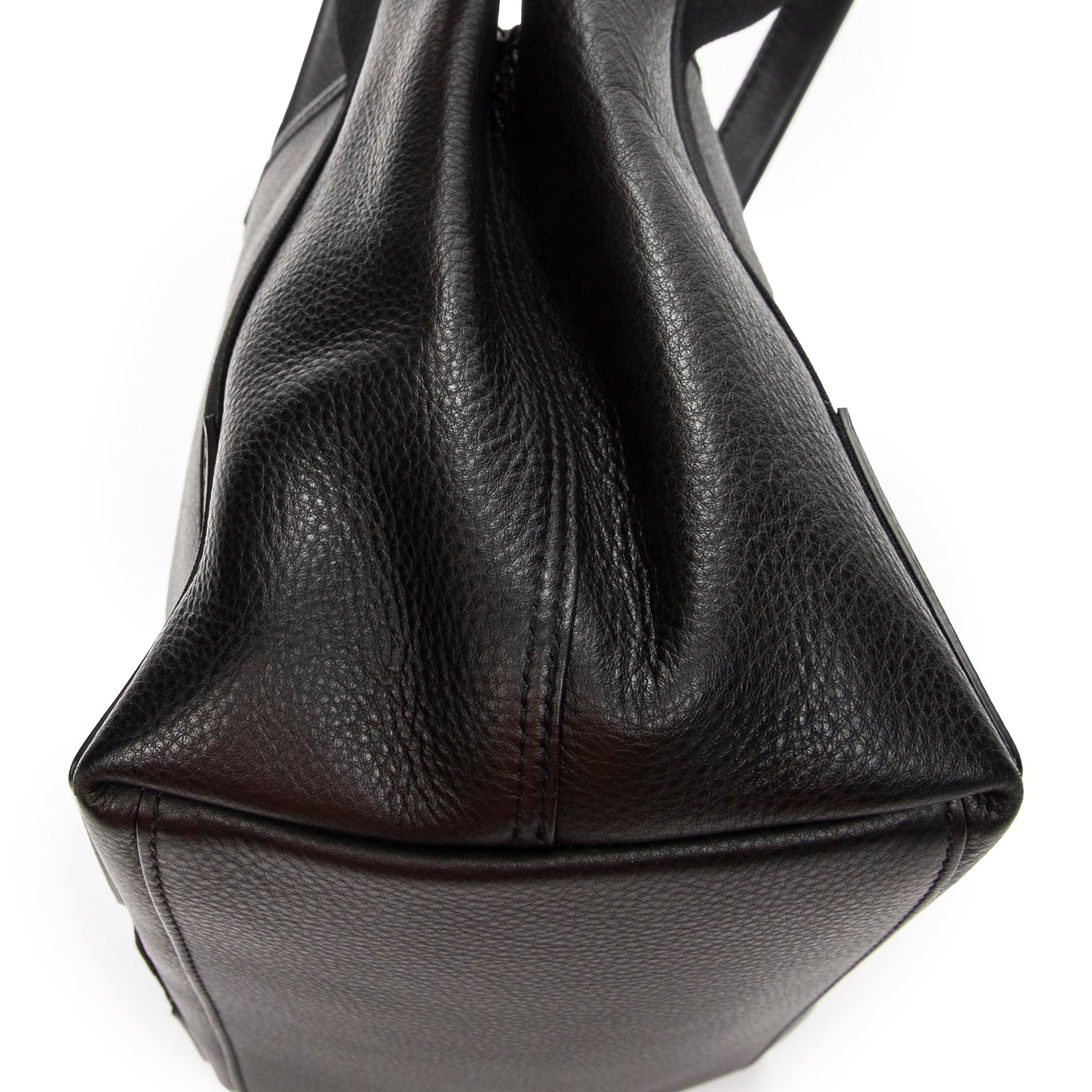 Shoulder Bag Small Navy Cabas Black Grained Leather