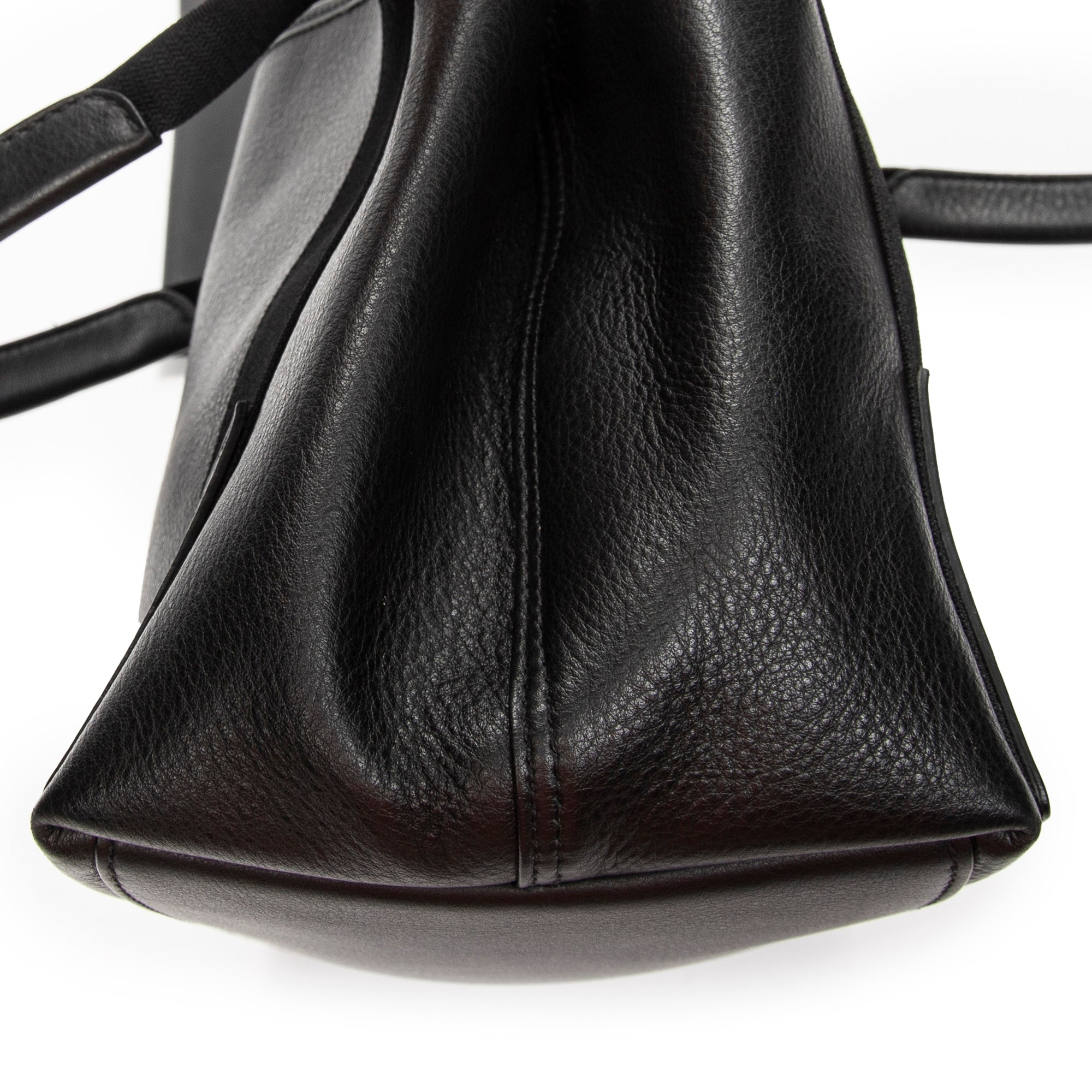 Shoulder Bag Small Navy Cabas Black Grained Leather