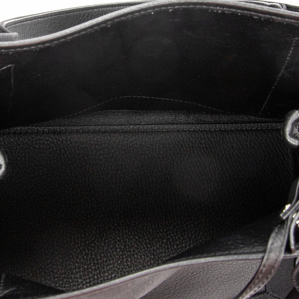 Shoulder Bag Small Navy Cabas Black Grained Leather