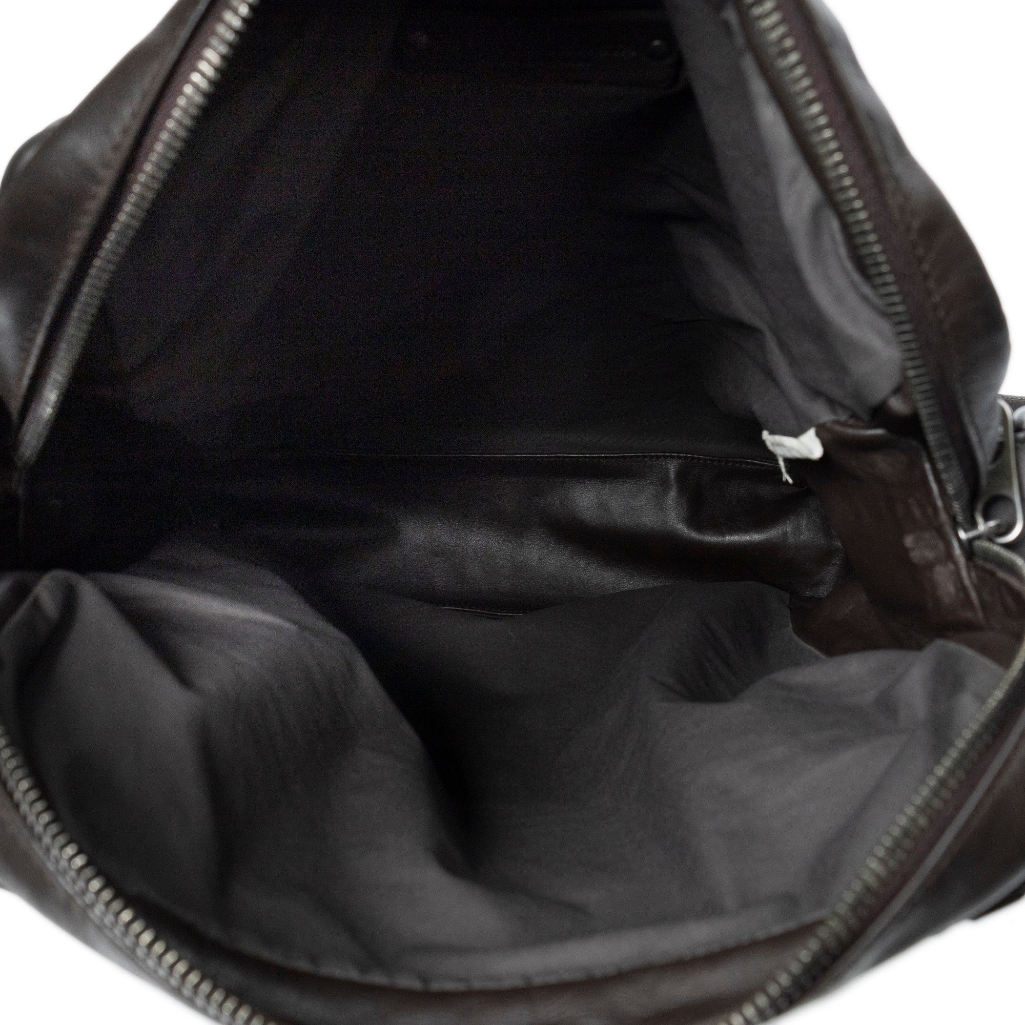 Shoulder Bag Front Pocket Messenger Dark Brown Trimmed Intrecciato Leather