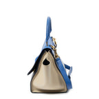 Shoulder Bag Small Tricolor Trapeze Blue Grained Calfskin Leather