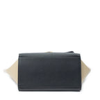 Shoulder Bag Small Tricolor Trapeze Blue Grained Calfskin Leather