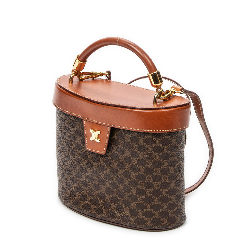 Handbag Macadam Top Handle Vanity Brown Macadam Coated Canvas