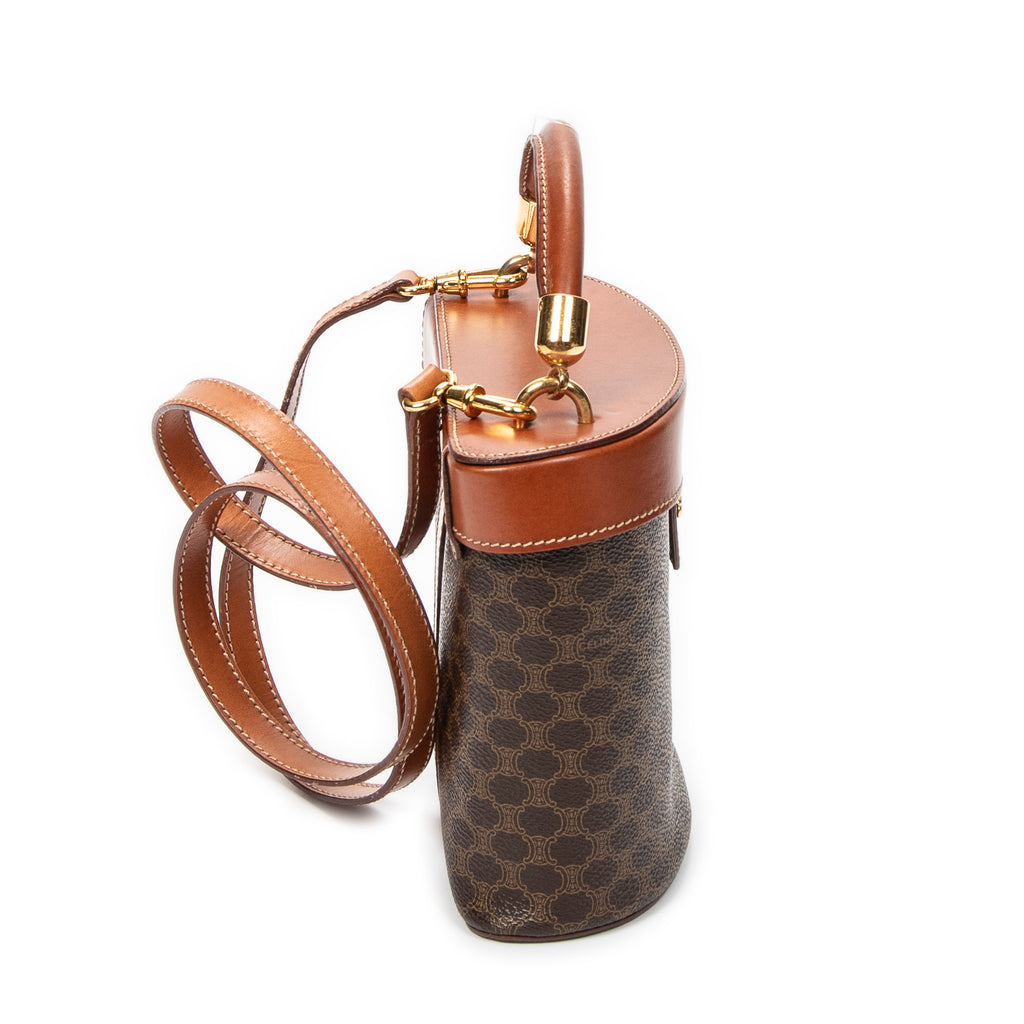 Handbag Macadam Top Handle Vanity Brown Macadam Coated Canvas